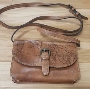 Patricia Nash Brown Map Crossbody Bag